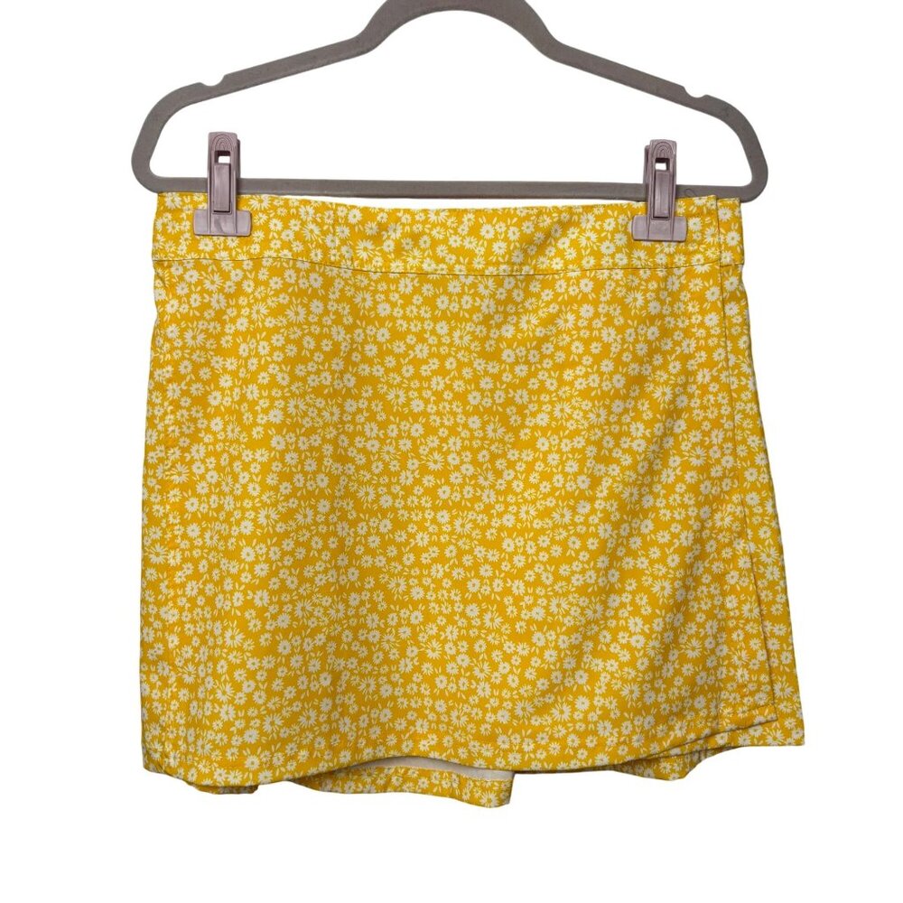 RipSkirt Hawaii M Womens Yellow Floral Mini Skirt Y2K